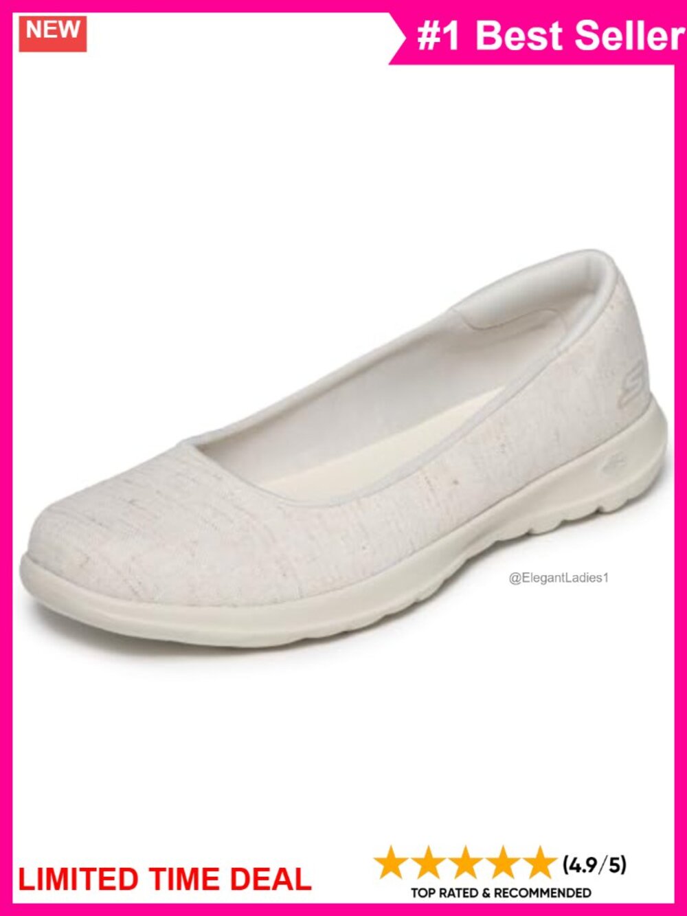 Heathered Linen Slip On Flats Lightweight Comfort